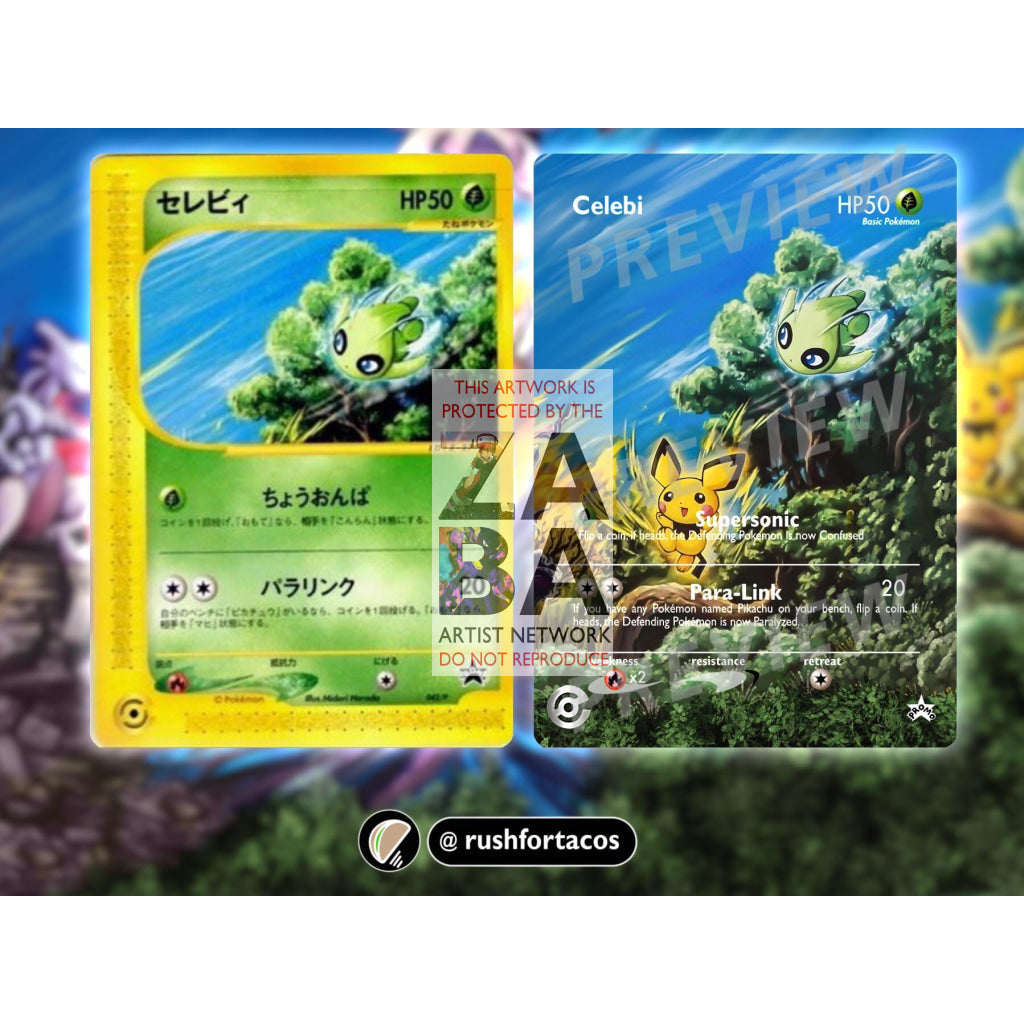 Celebi Japanese Happy Adventure Rally 2002 Promo 42 Extended Art Custom Pokemon Card - ZabaTV