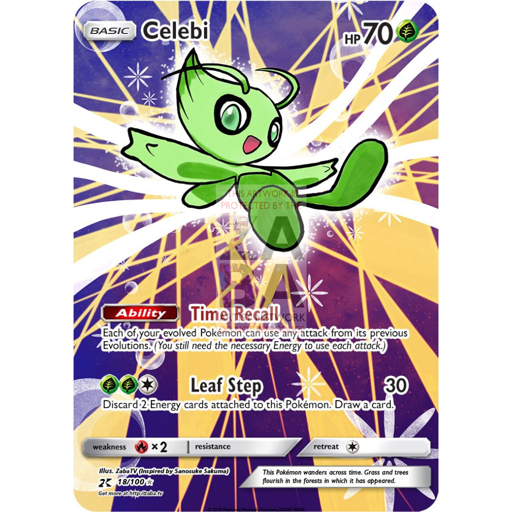 Celebi SM79 Extended Art Custom Pokemon Card - ZabaTV