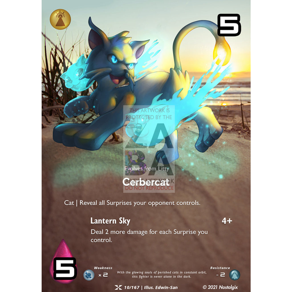 Cerbercat 10/167 Base Set Extended Art Custom Nostalgix Card With Text / Star Holographic