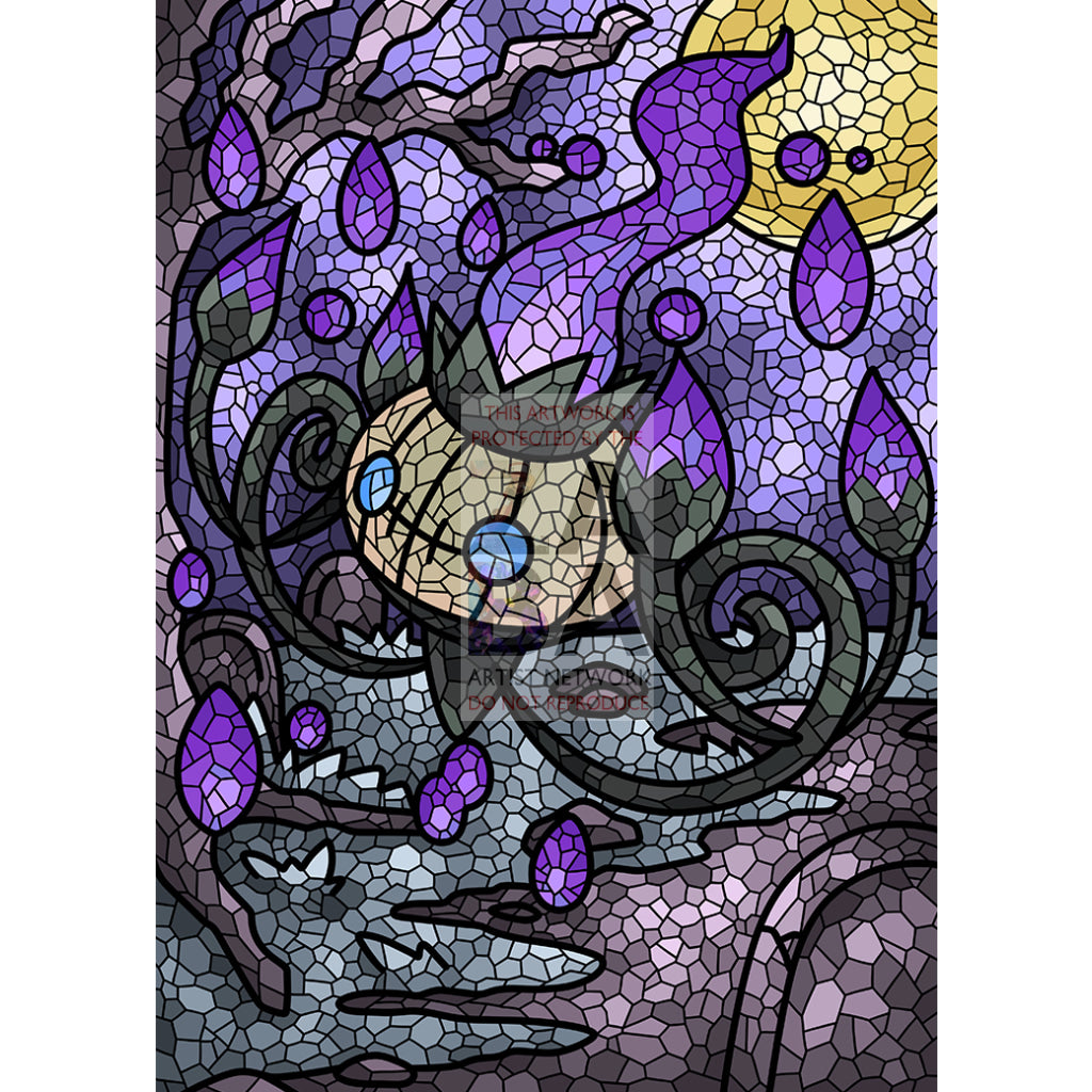 Chandelure V (Stained-Glass) Custom Pokemon Card Ethereal / Textless Silver Foil