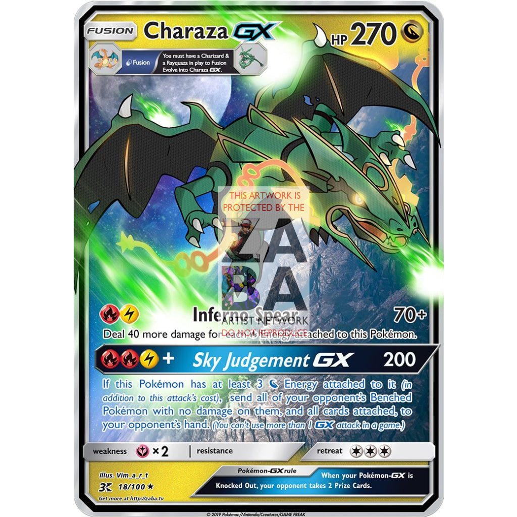 Charaza GX (Charizard + Rayquaza) Custom Pokemon Card - ZabaTV