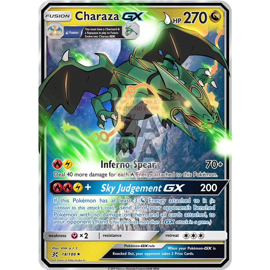 Charaza Gx (Charizard + Rayquaza) Custom Pokemon Card