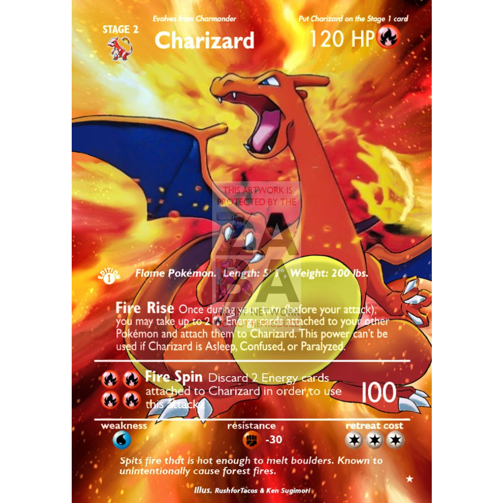 Charizard 006 (Japanese) Neo Discovery Extended Art Custom Pokemon Card Silver Holographic