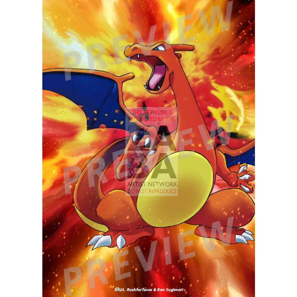 Charizard 006 (Japanese) Neo Discovery Extended Art Custom Pokemon Card Textless Silver Holographic