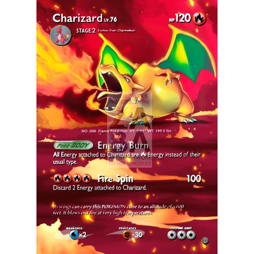 Charizard 103/100 Stormfront Extended Art Custom Pokemon Card Silver Foil / Text