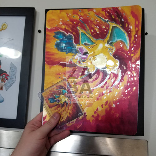 Charizard 4/102 8X10.5 Holographic Poster + Card Gift Set Custom Pokemon