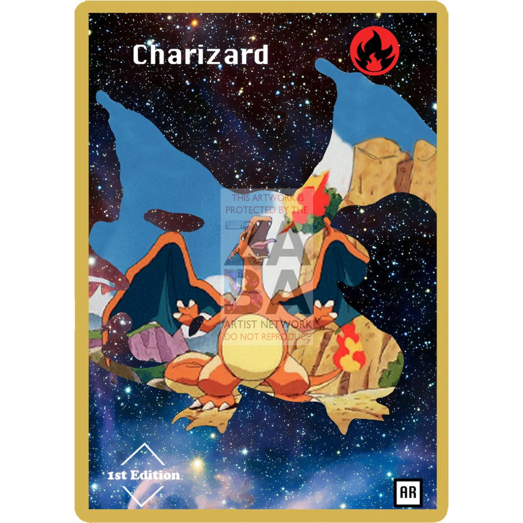 Charizard Anime Silhouette (Drewzcustomcards) - Custom Pokemon Card Silver Holographic