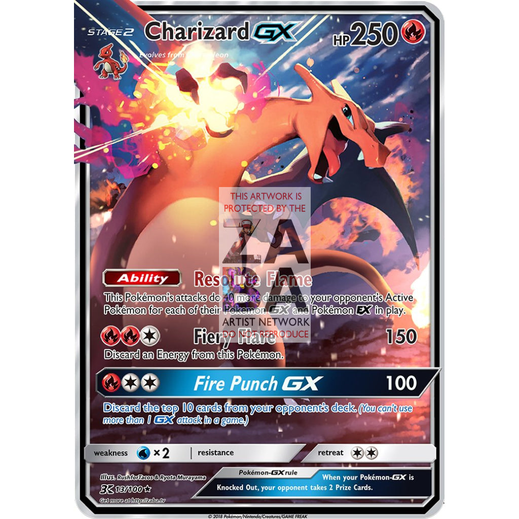 Charizard GX Extended Art Custom Pokemon Card - ZabaTV