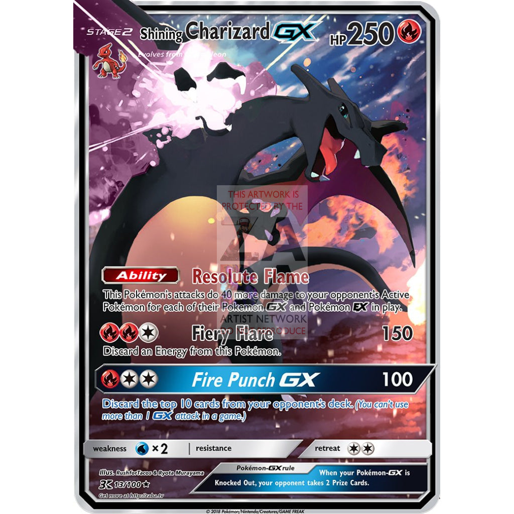 Charizard Gx Extended Art Custom Pokemon Card Shining