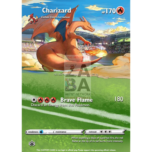 Charizard Japanese Promo 143 S-P Extended Art Custom Pokemon Card Silver Foil / With Text