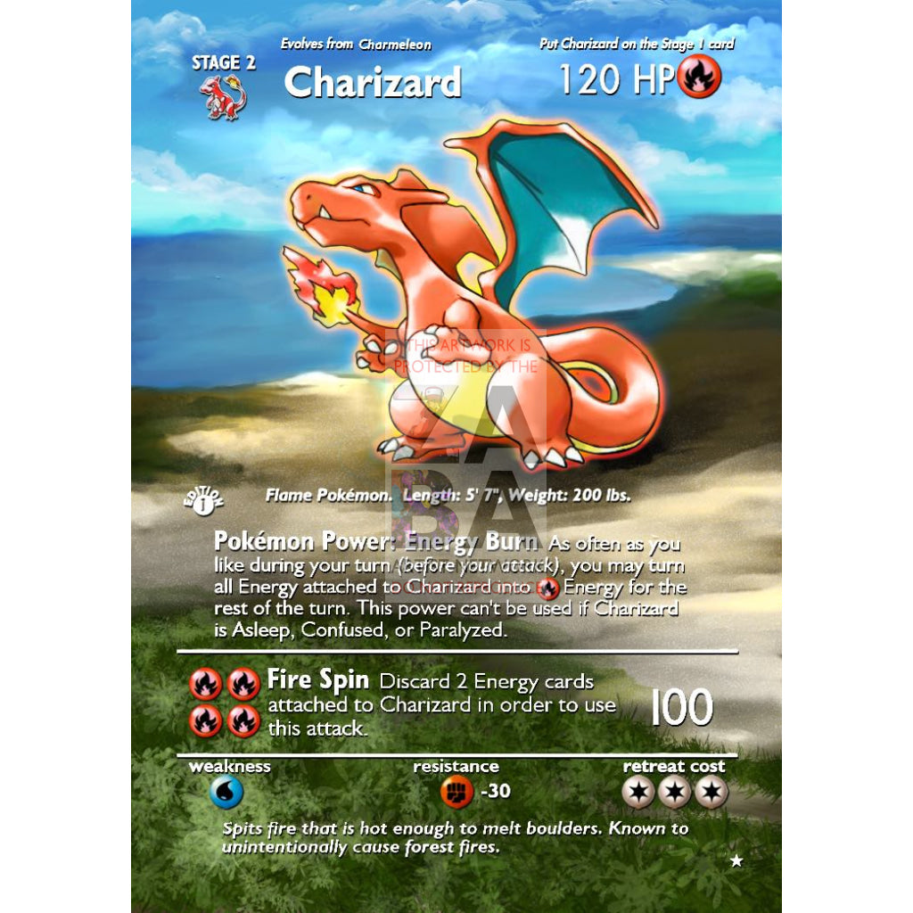 Charizard No. 006 Cd Collection Promo Extended Art Custom Pokemon Card Silver Foil / Text