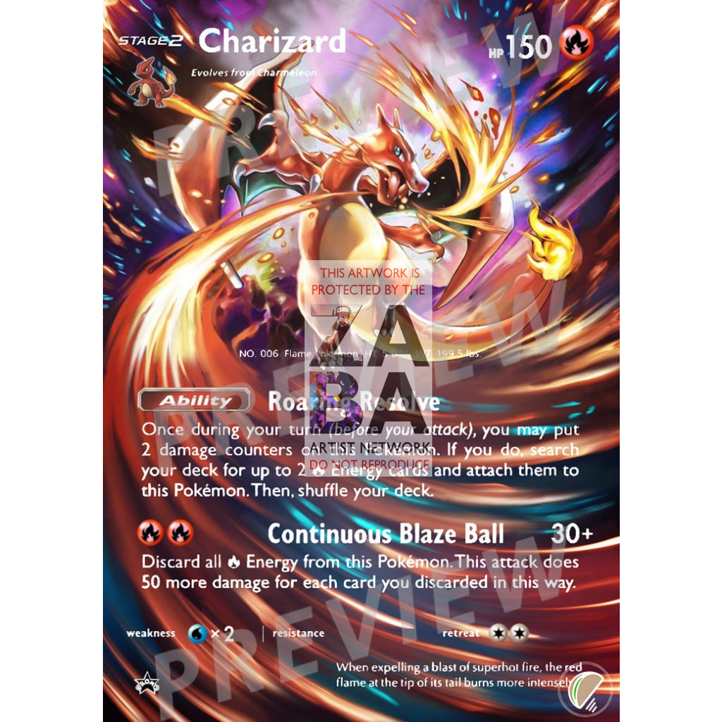 Charizard SM158 Promo Extended Art Custom Pokemon Card - ZabaTV