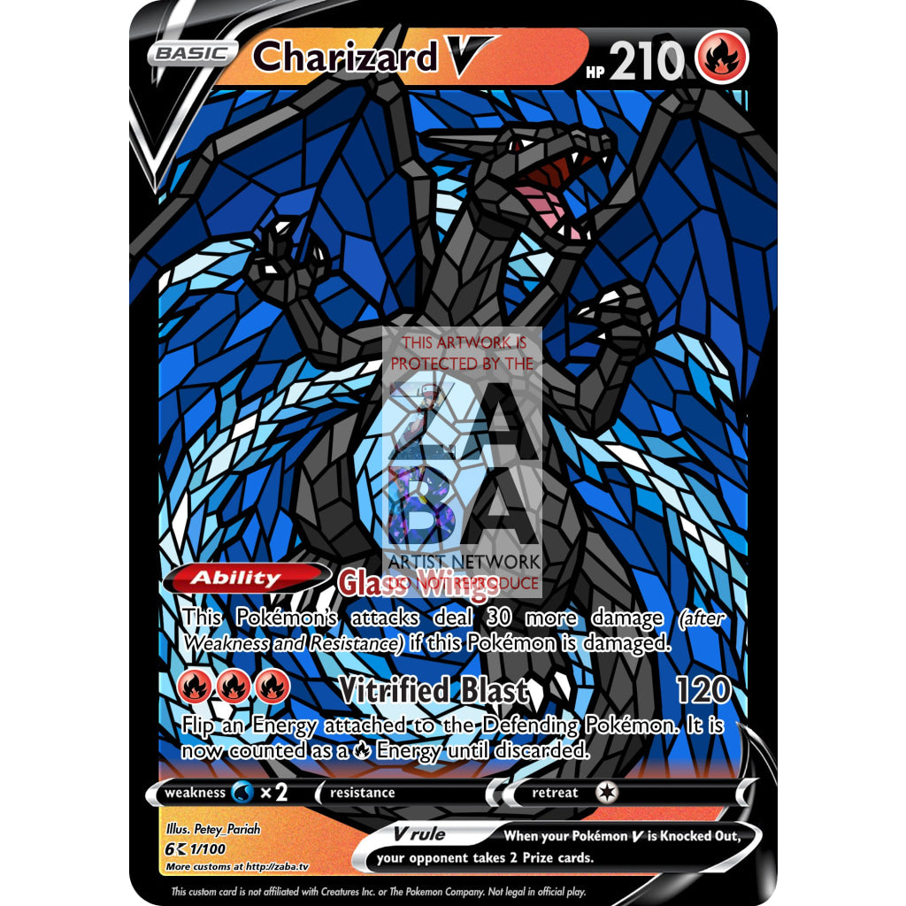 Charizard V (Stained-Glass) Custom Pokemon Card - ZabaTV