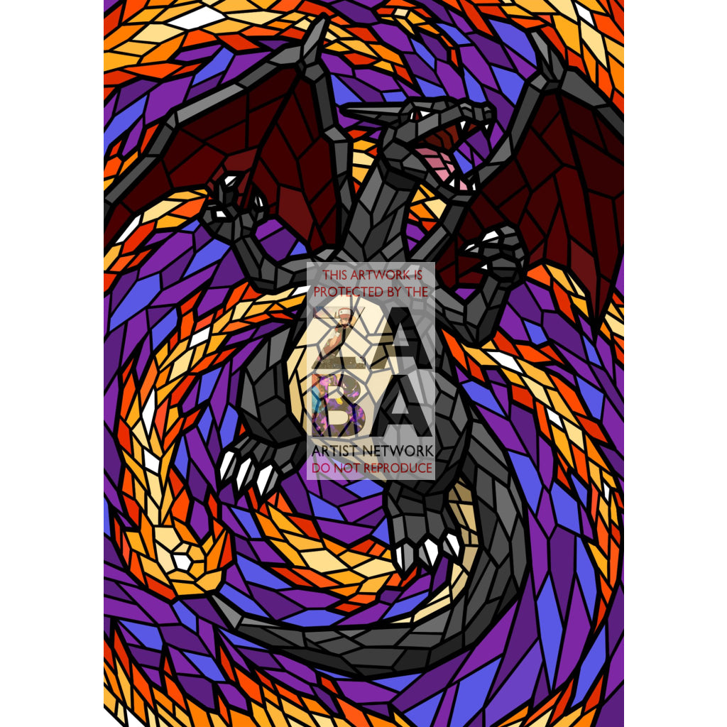 Charizard V (Stained-Glass) Custom Pokemon Card - ZabaTV