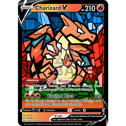 Charizard V (Stained-Glass) Custom Pokemon Card Silver Foil