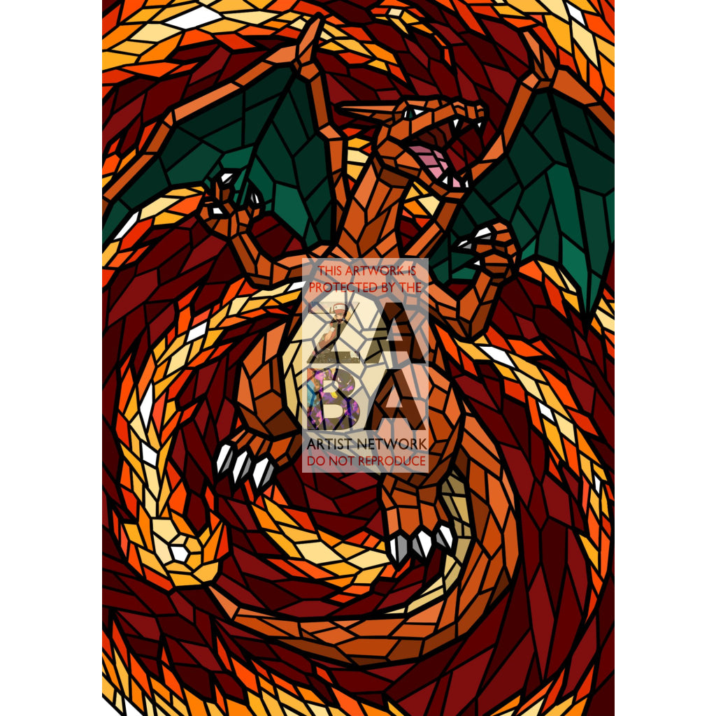 Charizard V (Stained-Glass) Custom Pokemon Card - ZabaTV