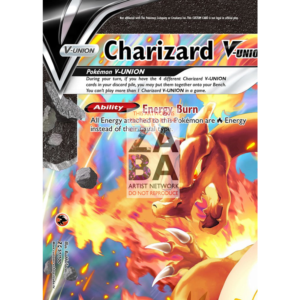 Charizard V-UNION (All 4 Parts or Together) Custom Pokemon Card - ZabaTV