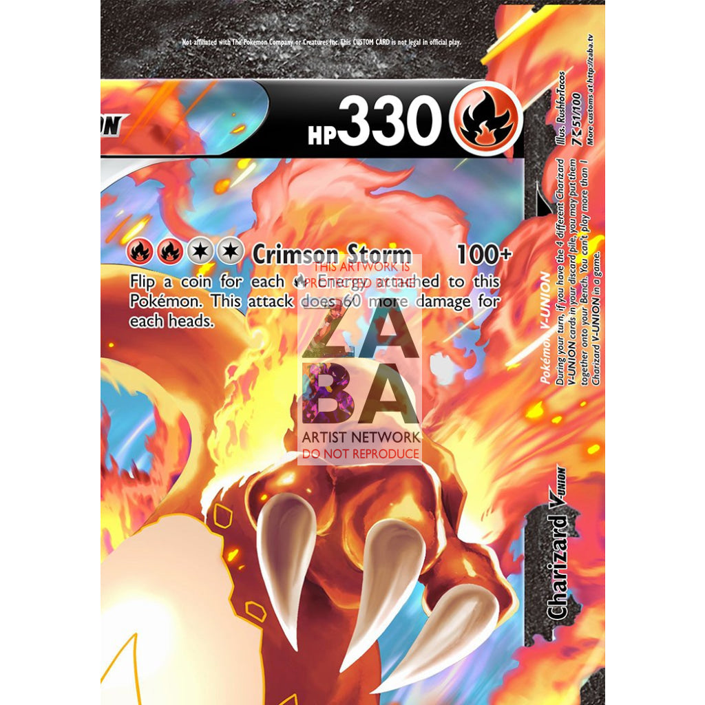 Charizard V-UNION (All 4 Parts or Together) Custom Pokemon Card - ZabaTV