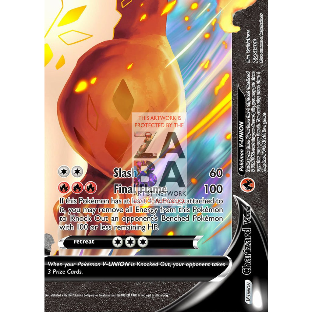 Charizard V-UNION (All 4 Parts or Together) Custom Pokemon Card - ZabaTV