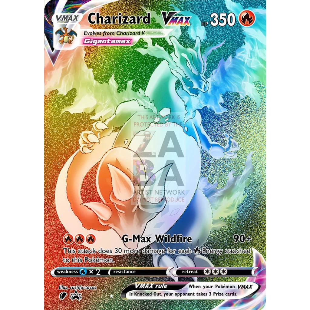 Charizard Vmax (Dynamax) Custom Pokemon Card Rainbow Rare / Silver Foil