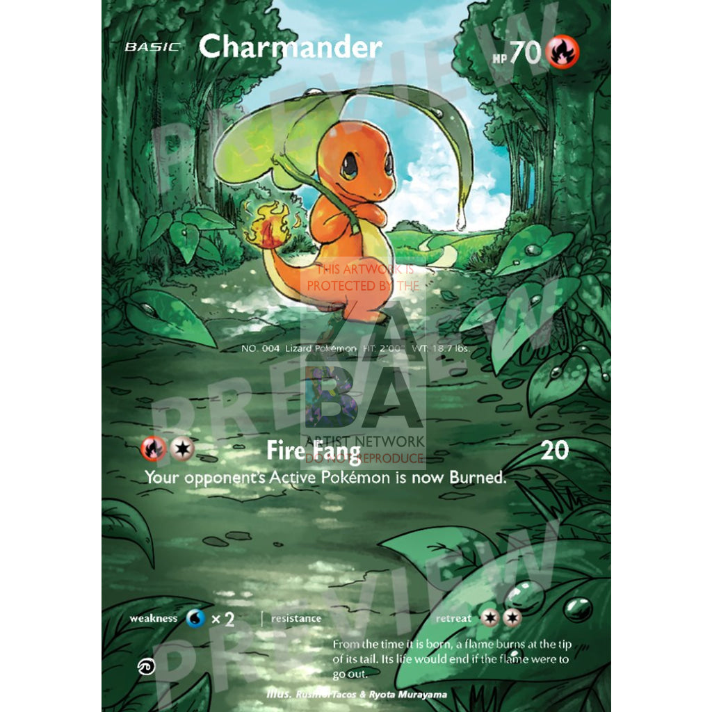 Charmander 1/70 Dragon Majesty Extended Art Custom Pokemon Card Silver Holographic