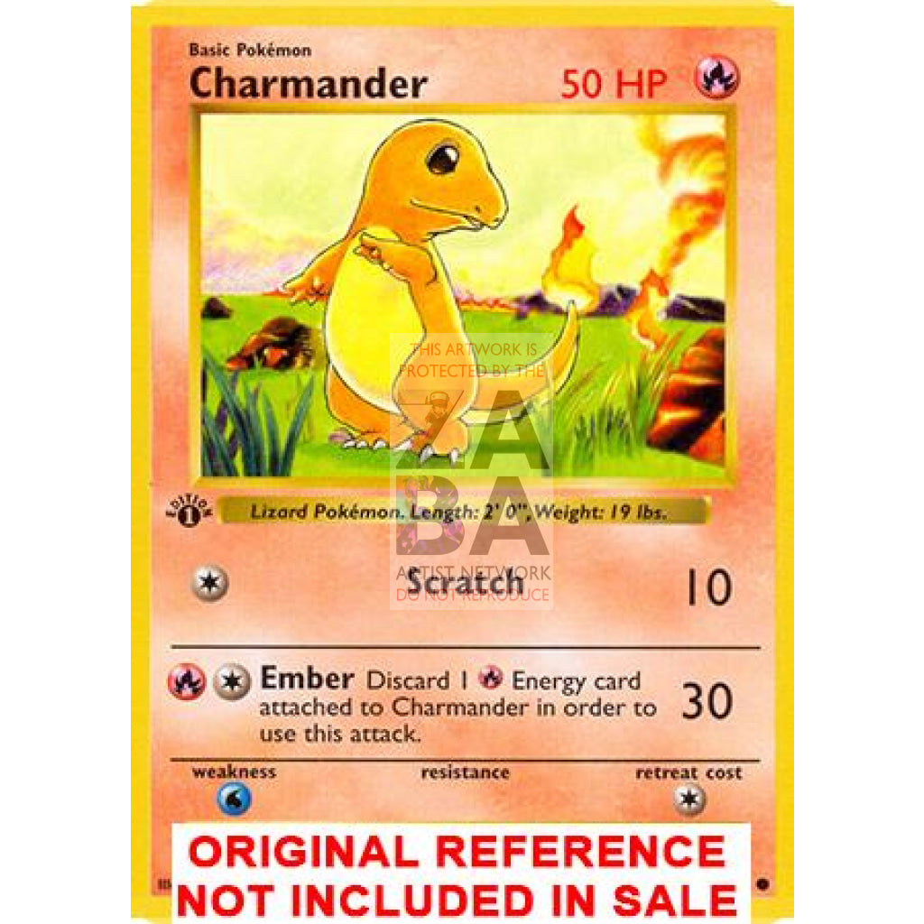 Charmander 46/102 Base Set (+Text) Extended Art Custom Pokemon Card - ZabaTV