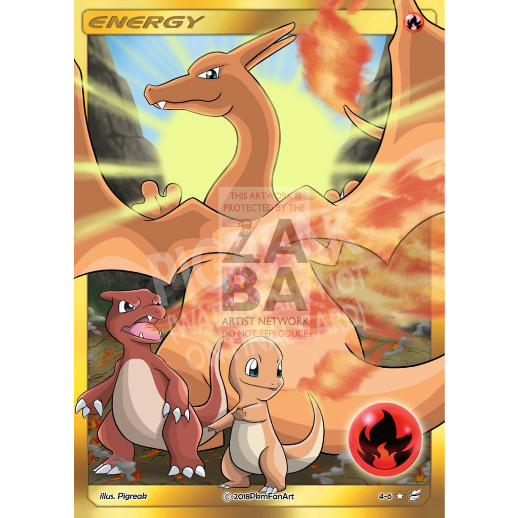 Charmander Evolution Fire Energy Pigreak Custom Pokemon Card
