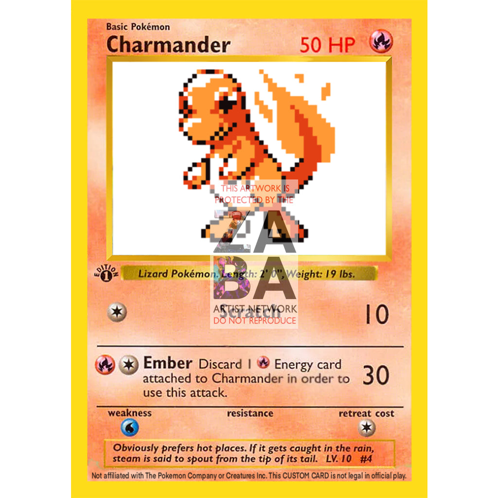 Charmander Game Sprite Custom Pokemon Card - ZabaTV