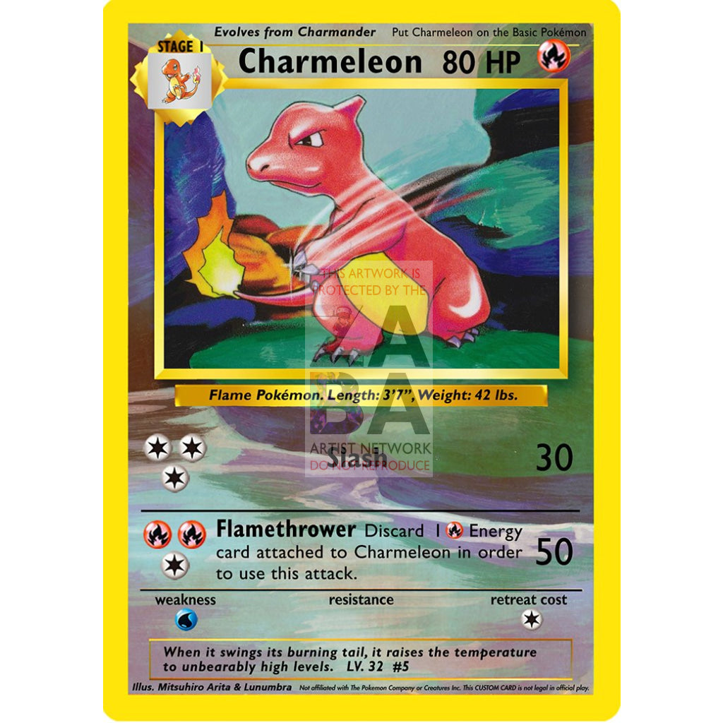 Charmeleon 24/102 Base Set (+Text) Extended Art Custom Pokemon Card - ZabaTV