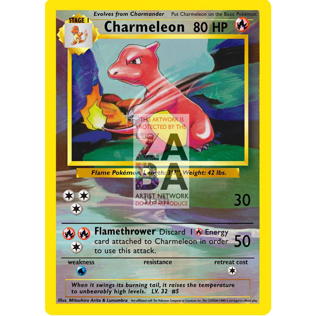 Charmeleon 24/102 Base Set (+Text) Extended Art Custom Pokemon Card - ZabaTV