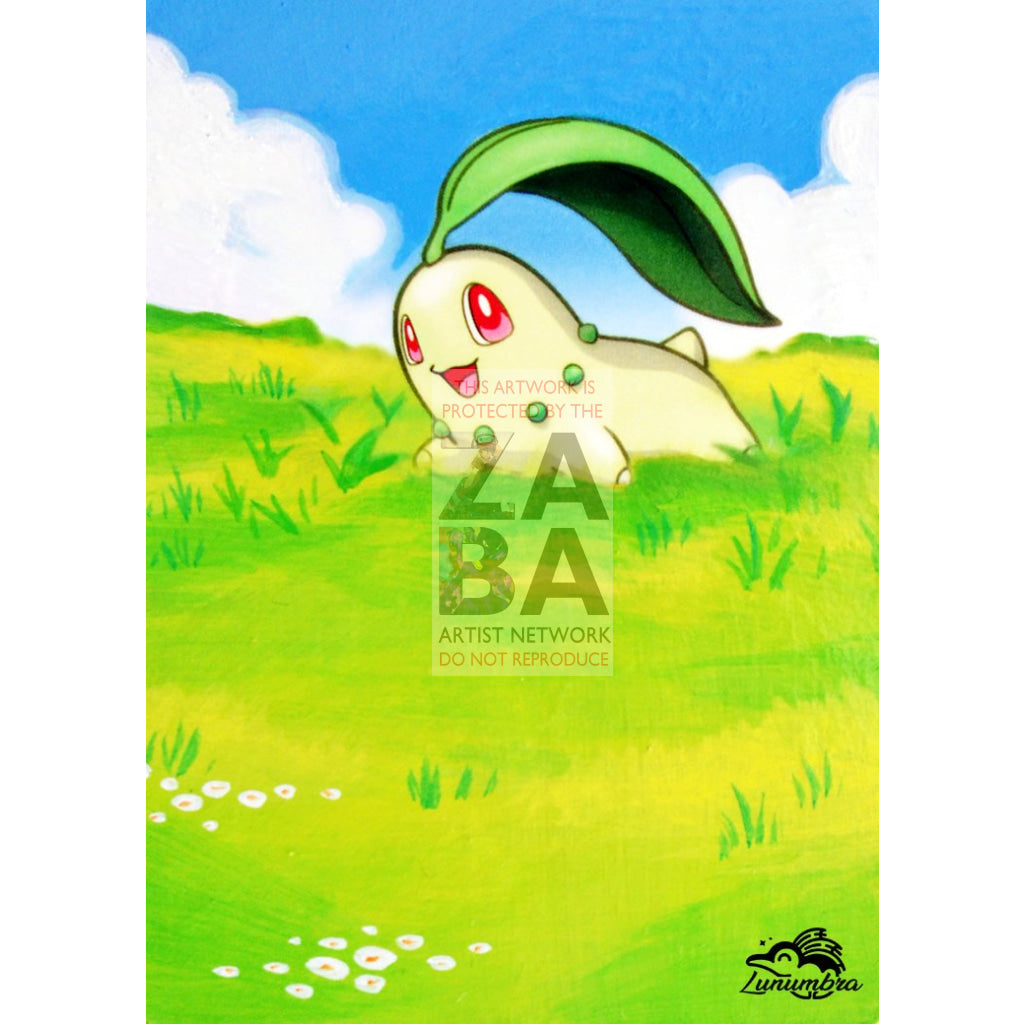Chikorita 100/165 Expedition Extended Art Custom Pokemon Card Textless Silver Holographic