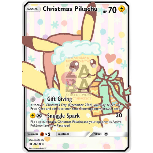 Christmas Pikachu (Version 2) Custom Pokemon Card
