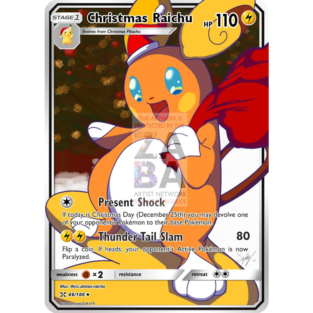 Christmas Raichu Custom Pokemon Card - ZabaTV