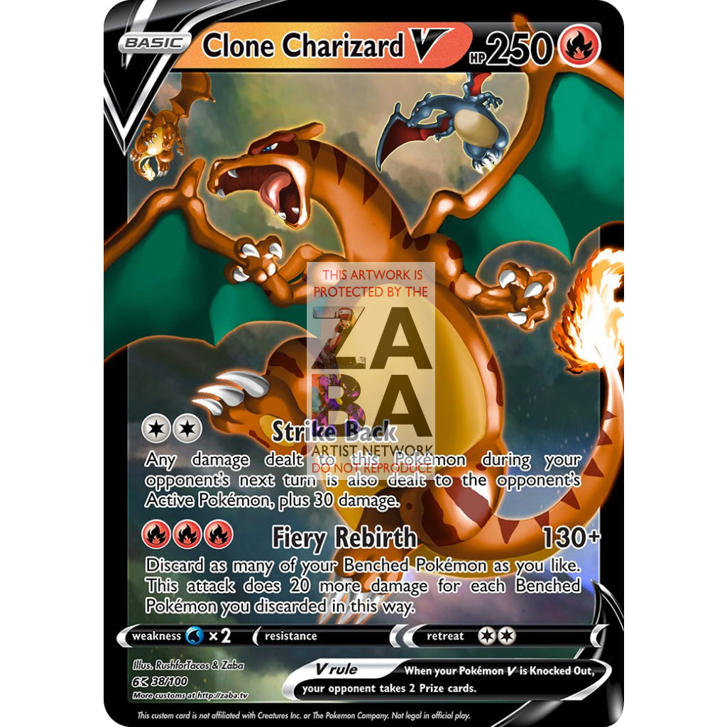 Clone Charizard V Custom Pokemon Card - ZabaTV