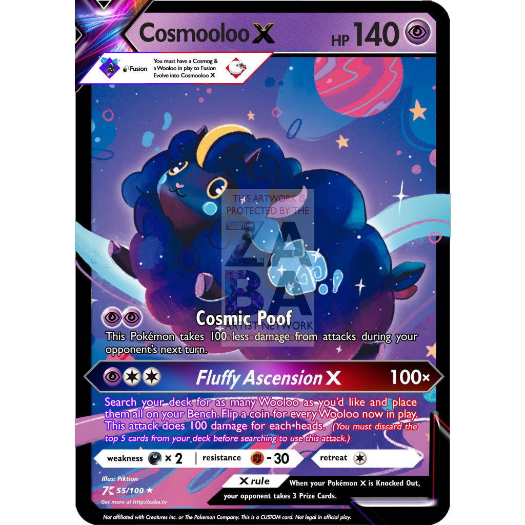 Cosmooloo X Custom Fusion Pokemon Card - ZabaTV
