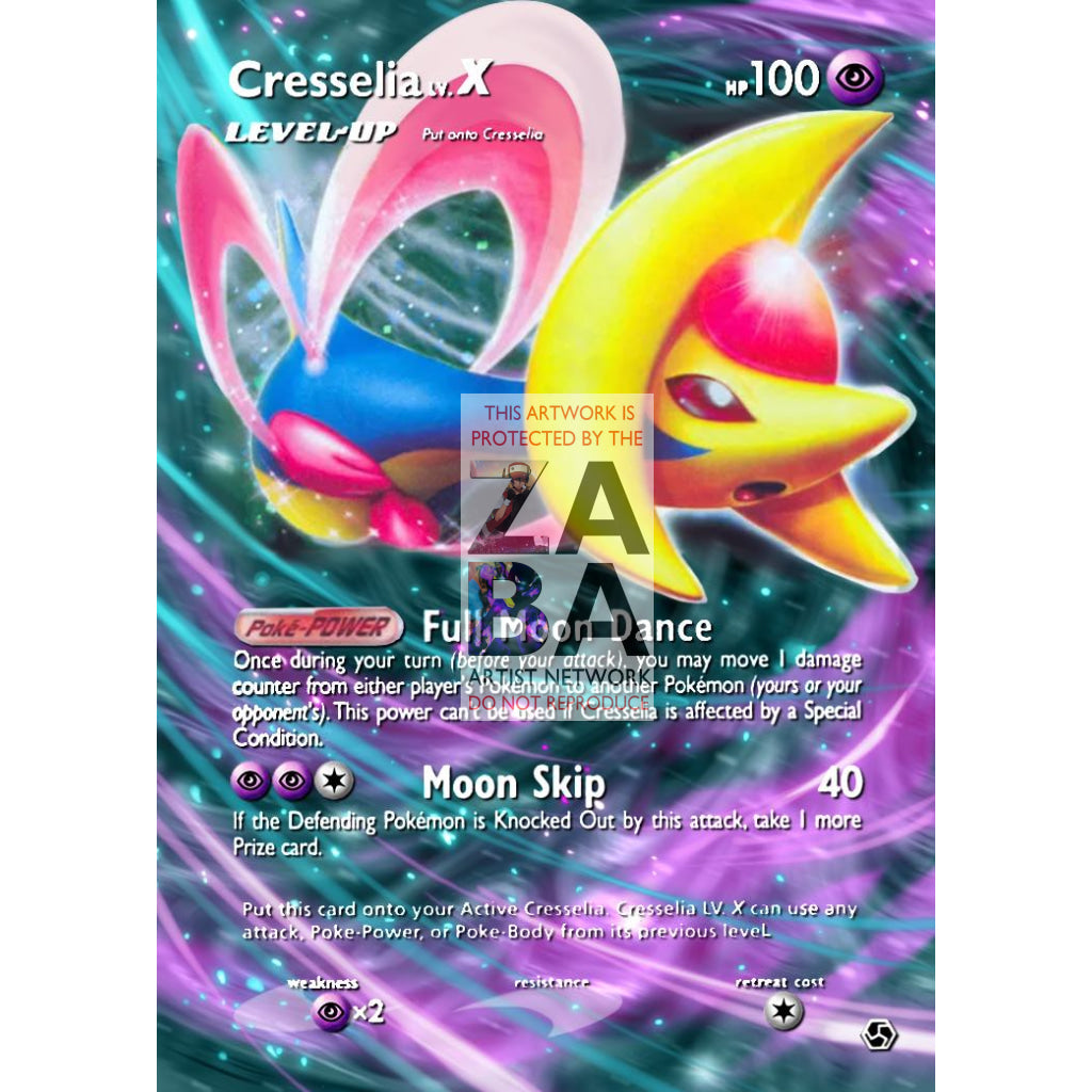 Cresselia Lv. X Great Encounters Extended Art Custom Pokemon Card - ZabaTV