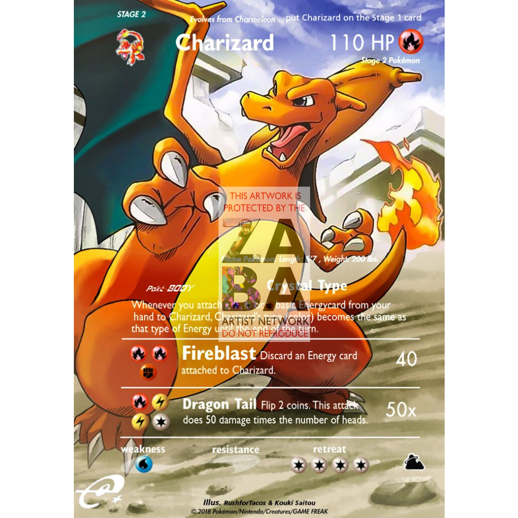 Crystal Charizard 146/144 Skyridge Extended Art Custom Pokemon Card - ZabaTV