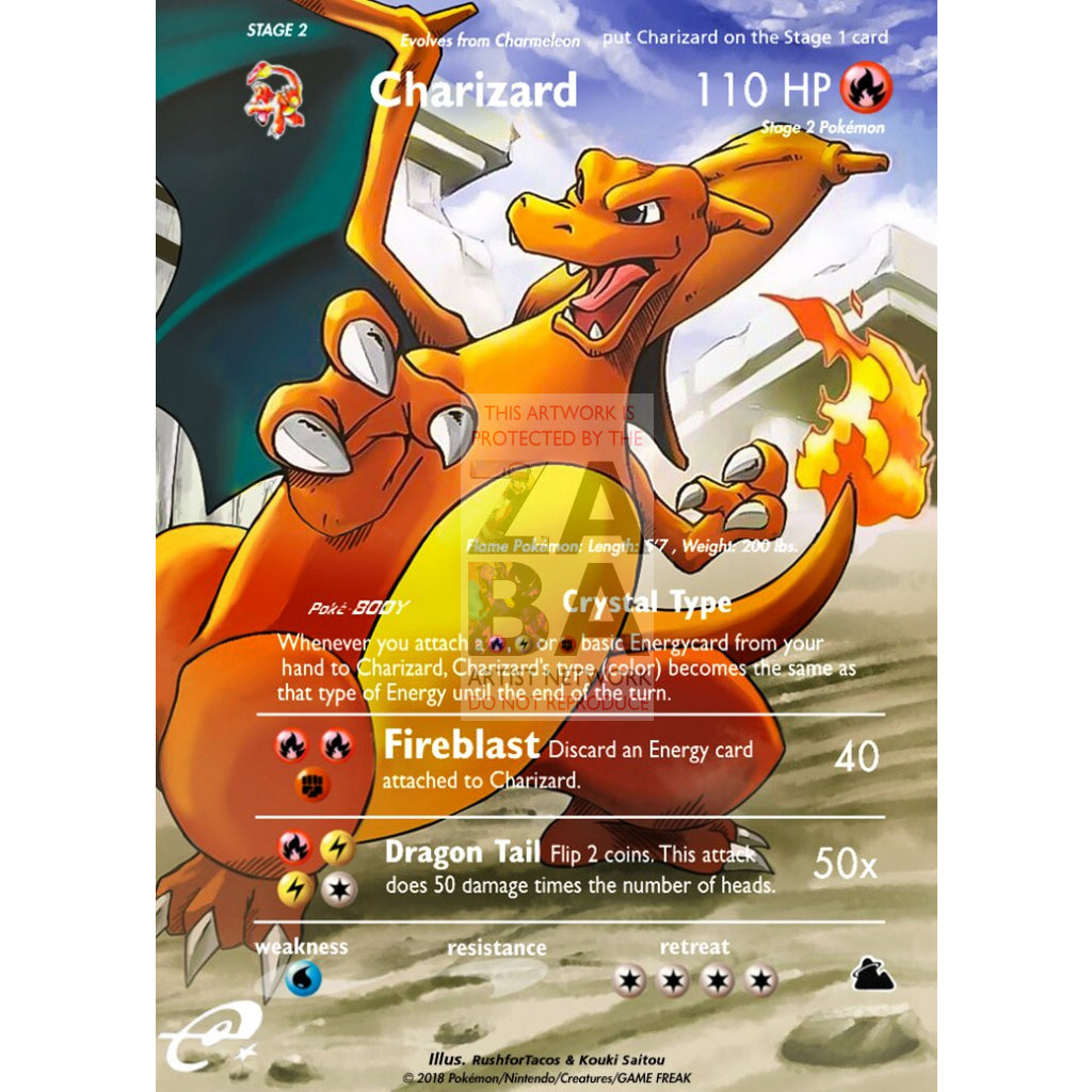 Crystal Charizard 146/144 Skyridge Extended Art Custom Pokemon Card - ZabaTV