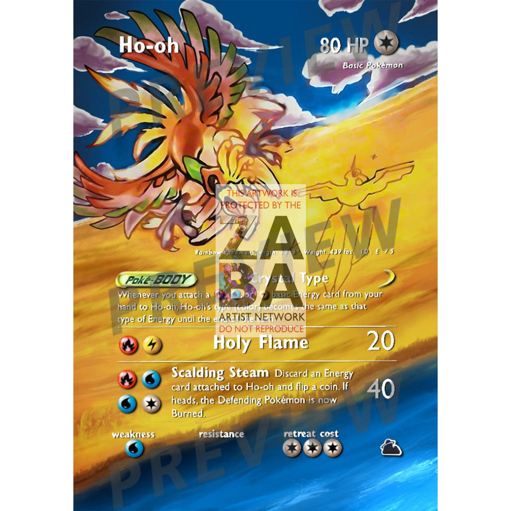 Crystal Ho-Oh 149/144 Skyridge Extended Art Custom Pokemon Card - ZabaTV