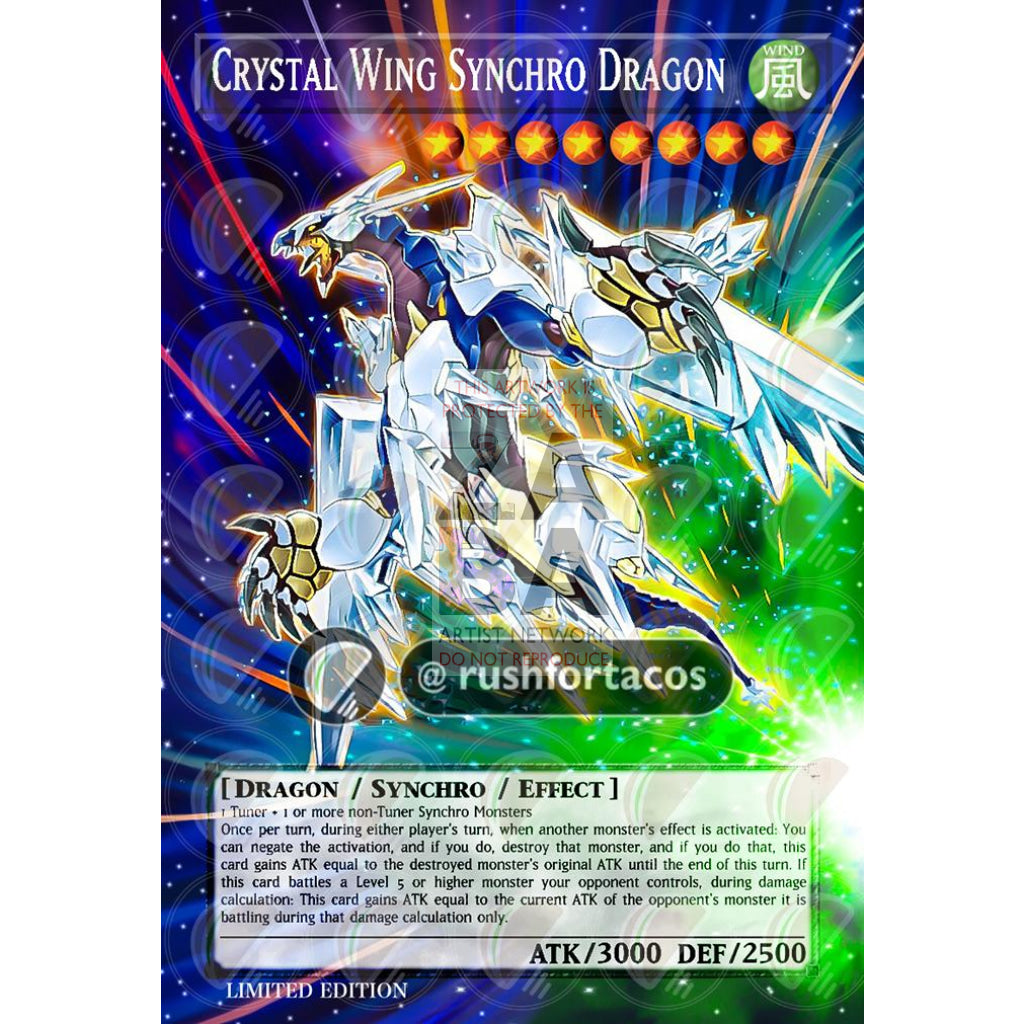 Crystal Wing Synchro Dragon Dupo-En068 Full Art Orica - Custom Yu-Gi-Oh! Card