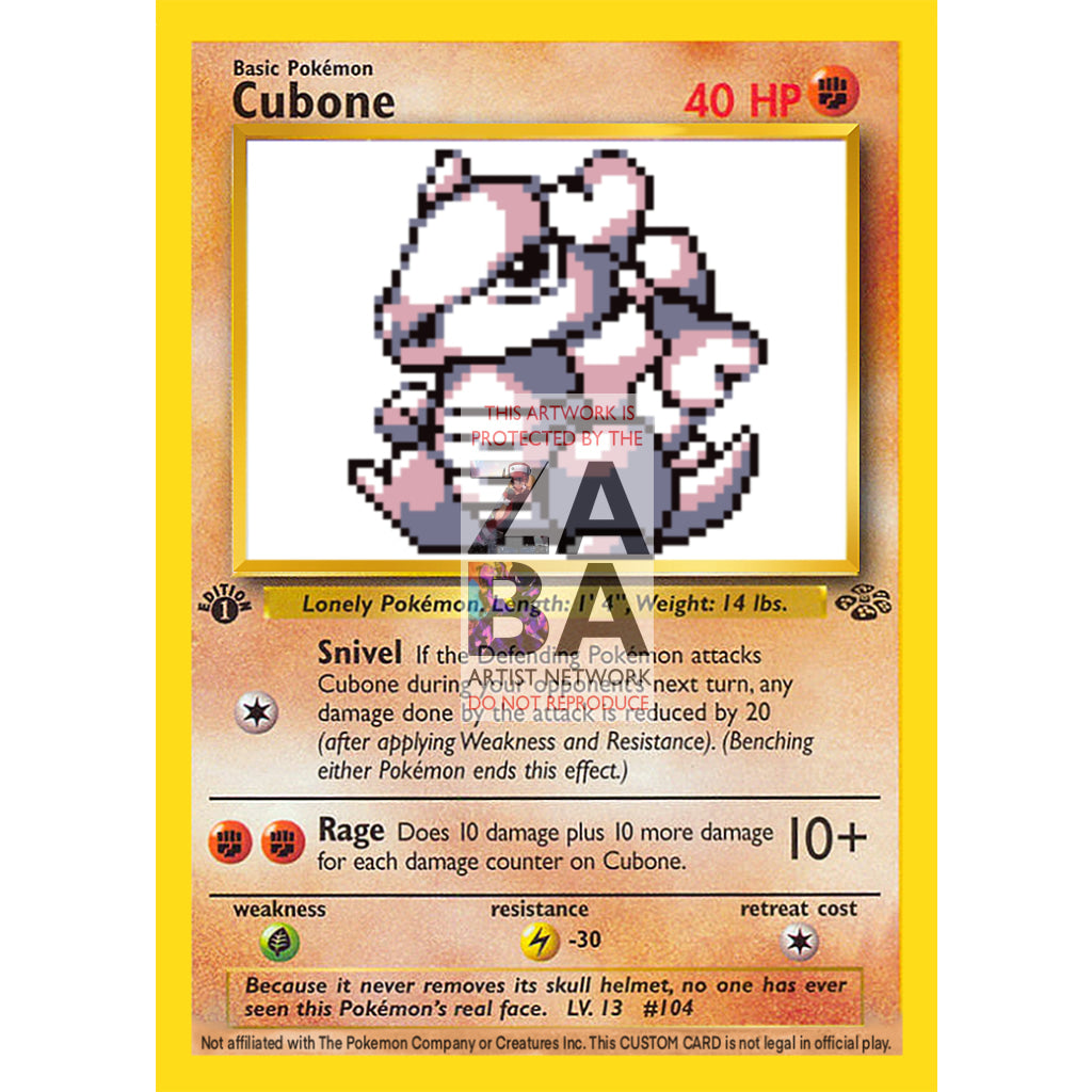 Cubone Game Sprite Custom Pokemon Card - ZabaTV