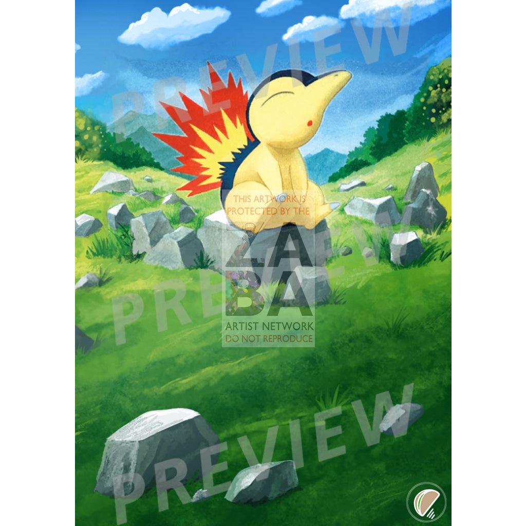 Cyndaquil 39/214 Lost Thunder Extended Art Custom Pokemon Card Textless Silver Foil