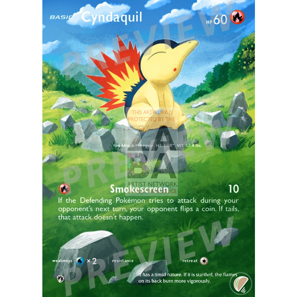 Cyndaquil 39/214 Lost Thunder Extended Art Custom Pokemon Card With Text Silver Foil