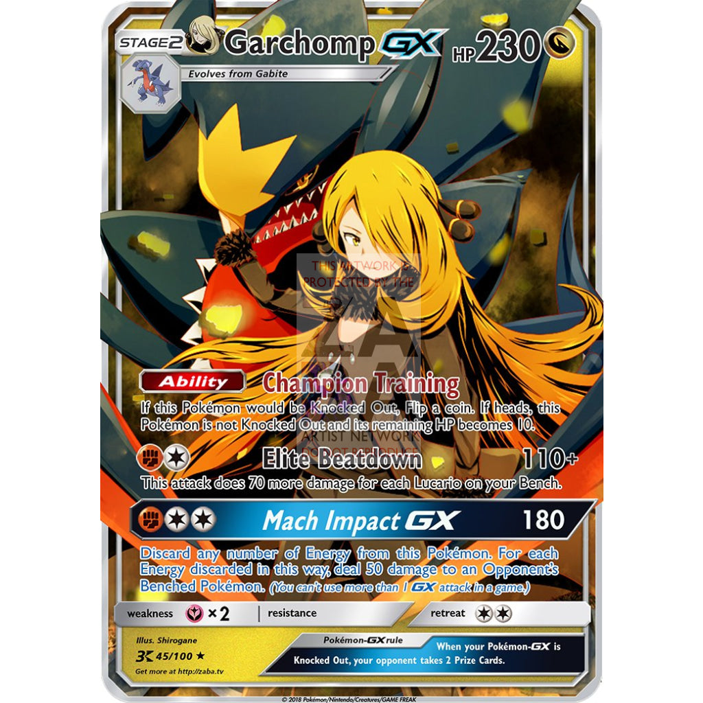 Cynthia's Garchomp GX Custom Pokemon Card - ZabaTV