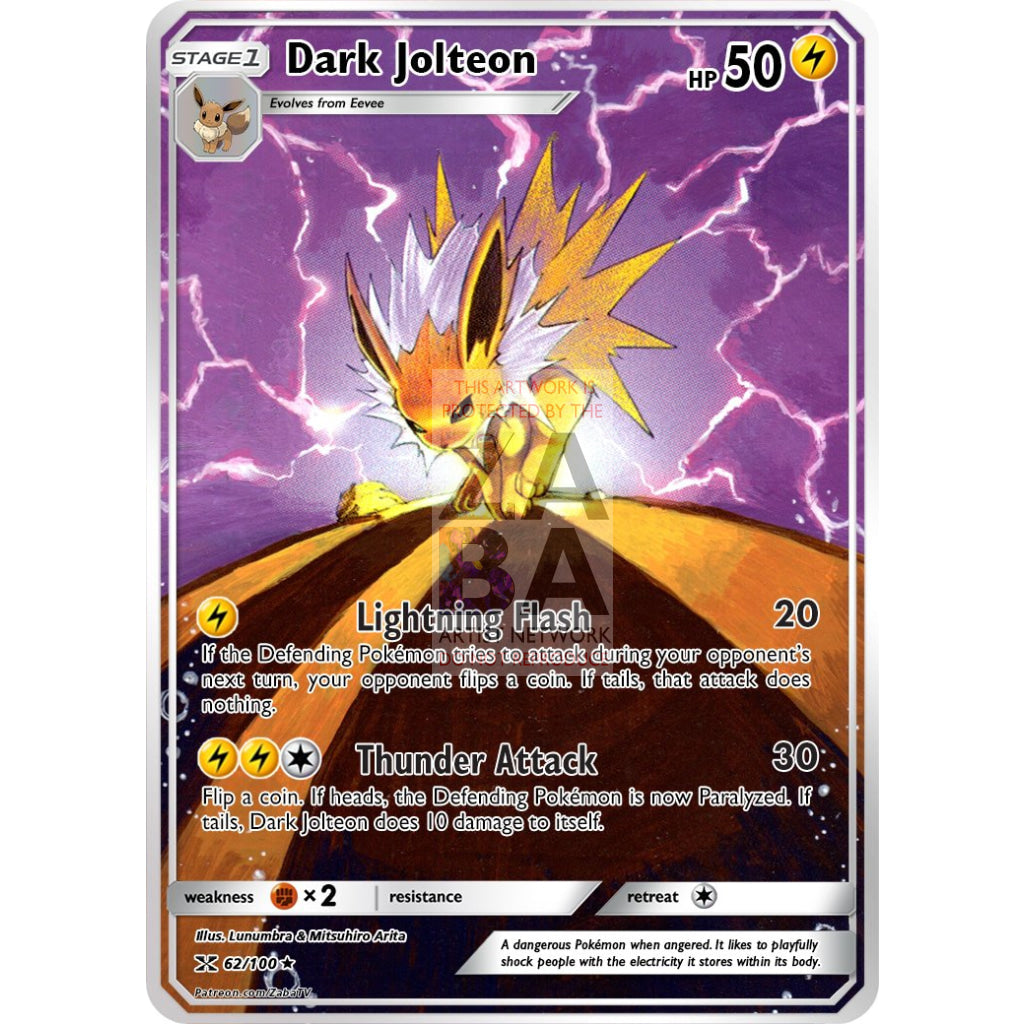 Dark Jolteon Team Rocket 38/82 Extended Art Custom Pokemon Card