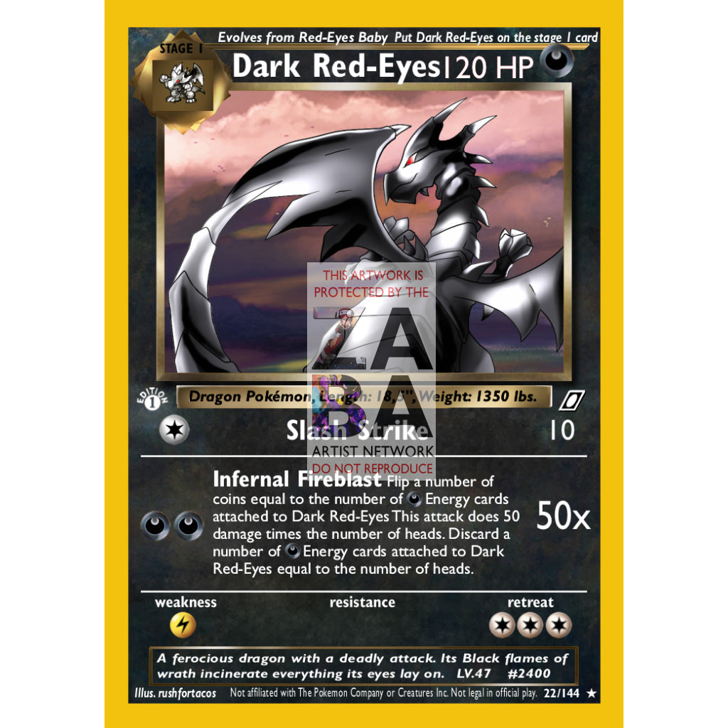 Dark Red-Eyes Black Dragon As A Pokemon Card Custom