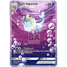 Dark Vaporeon Team Rocket 45/82 8X10.5 Holographic Poster + Card Gift Set Custom Pokemon