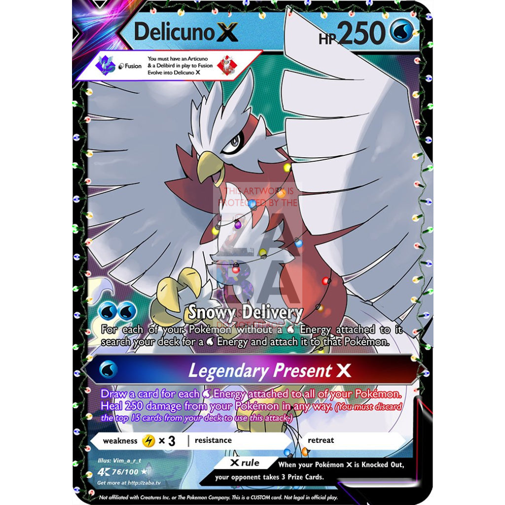 Delicuno X (Delibird + Articuno) Custom Pokemon Card - ZabaTV