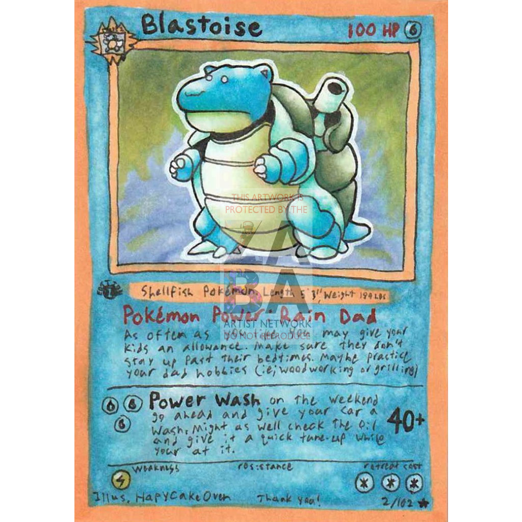 Derpy Blastoise 2/102 Base Set Custom Pokemon Card