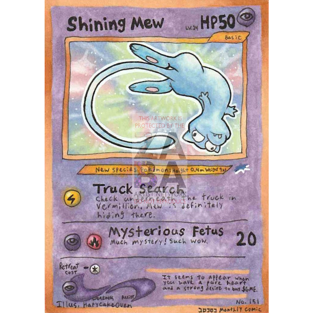 Derpy Shining Mew (Based on CoroCoro Promo) Custom Pokemon Card - ZabaTV